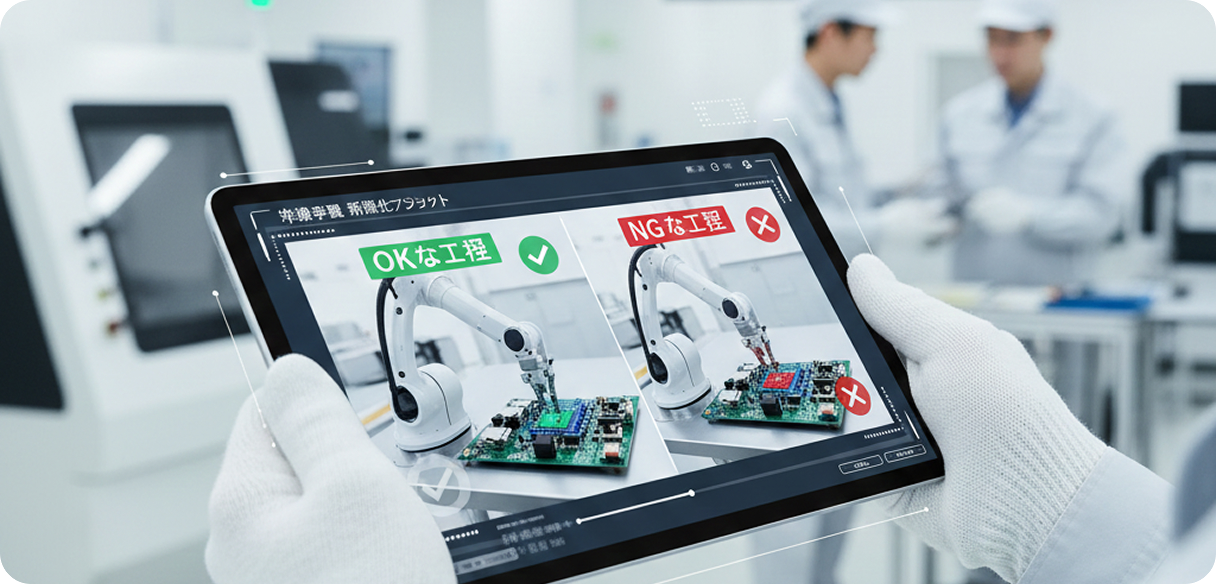 現場でタブレットを用いたOK／NG工程の比較表示イメージ